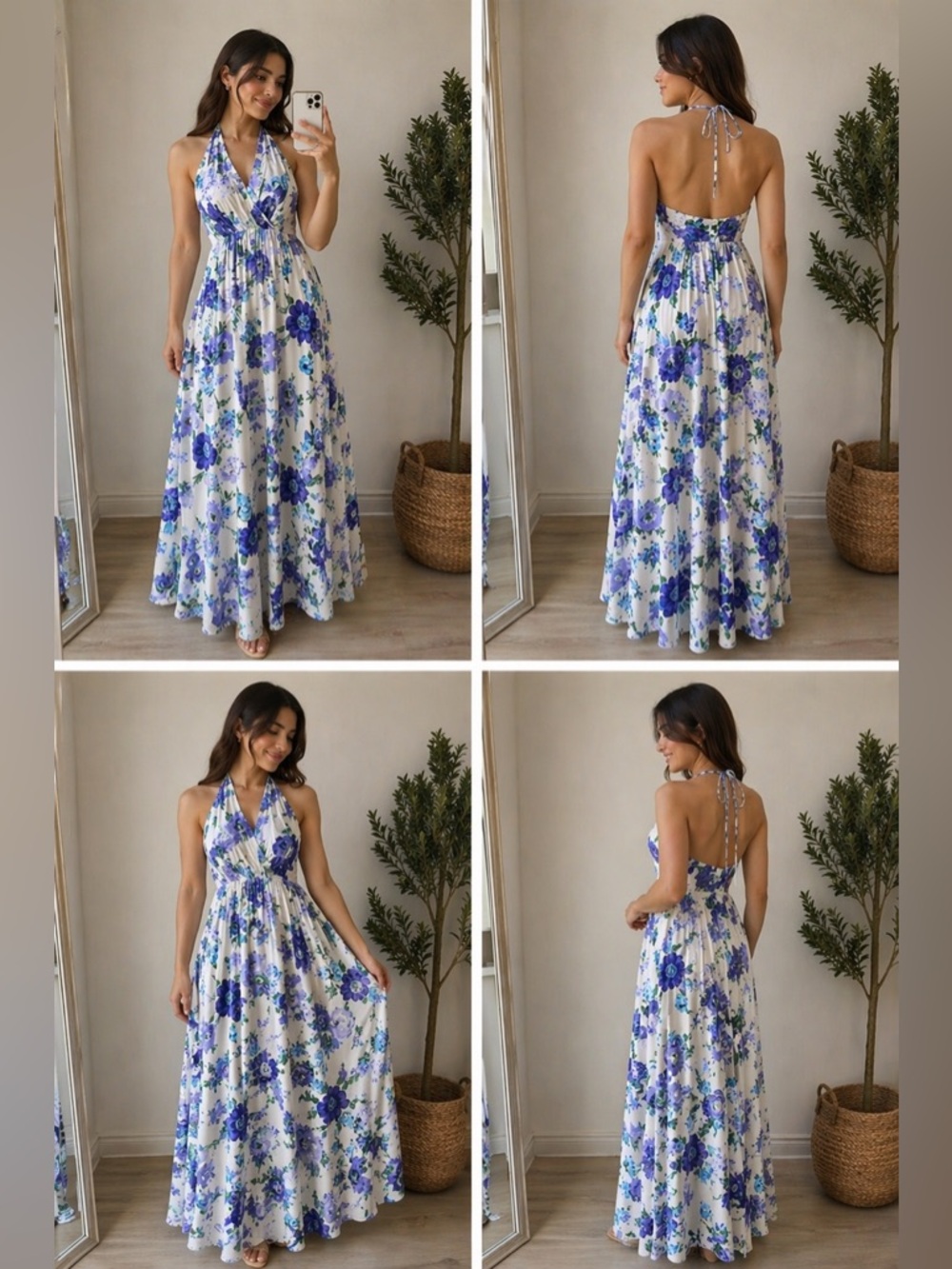 Peach Love California Floral Halter Dress